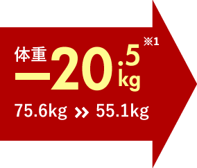 体重-20.5Kg　75.6kg>>55.1kg